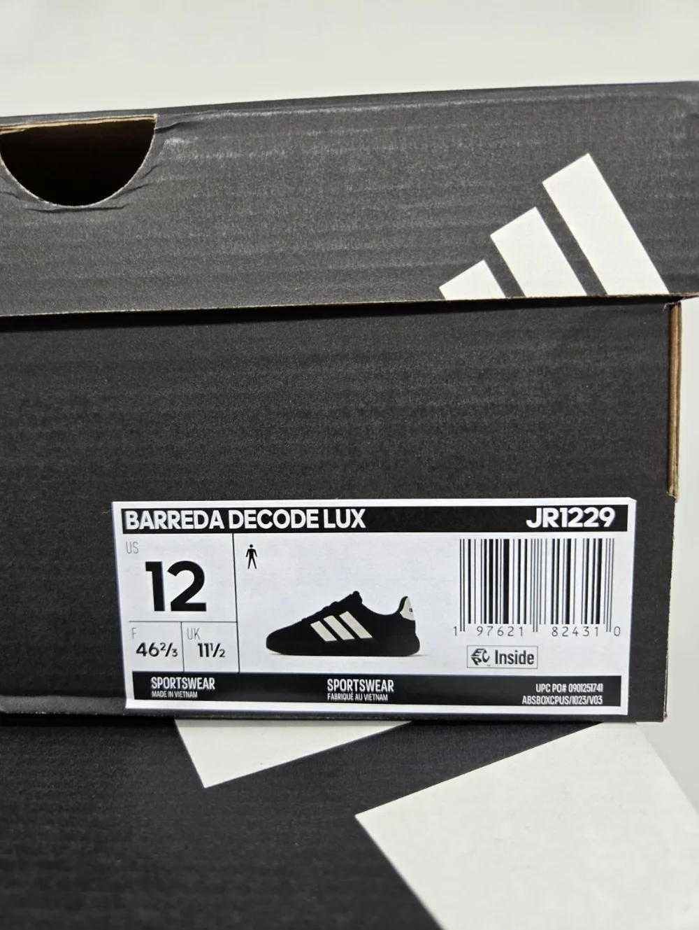 adidas Barreda Decode Lux JR1229 Core Black Off White Gum Shoes Size 12